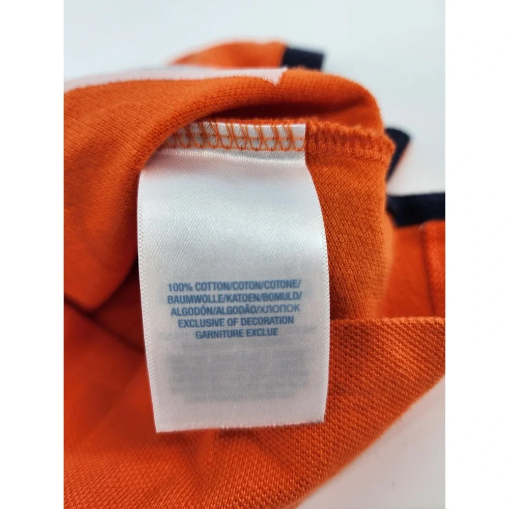 Ralph Lauren Baby Boy Orange Big Pony Polo Shirt Navy Blue Trim Size 3M